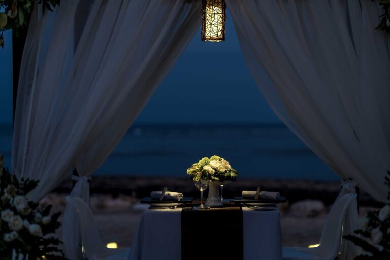 Draped dinner setting facing the sea, Kayumanis Nusa Dua Private Villa and Spa