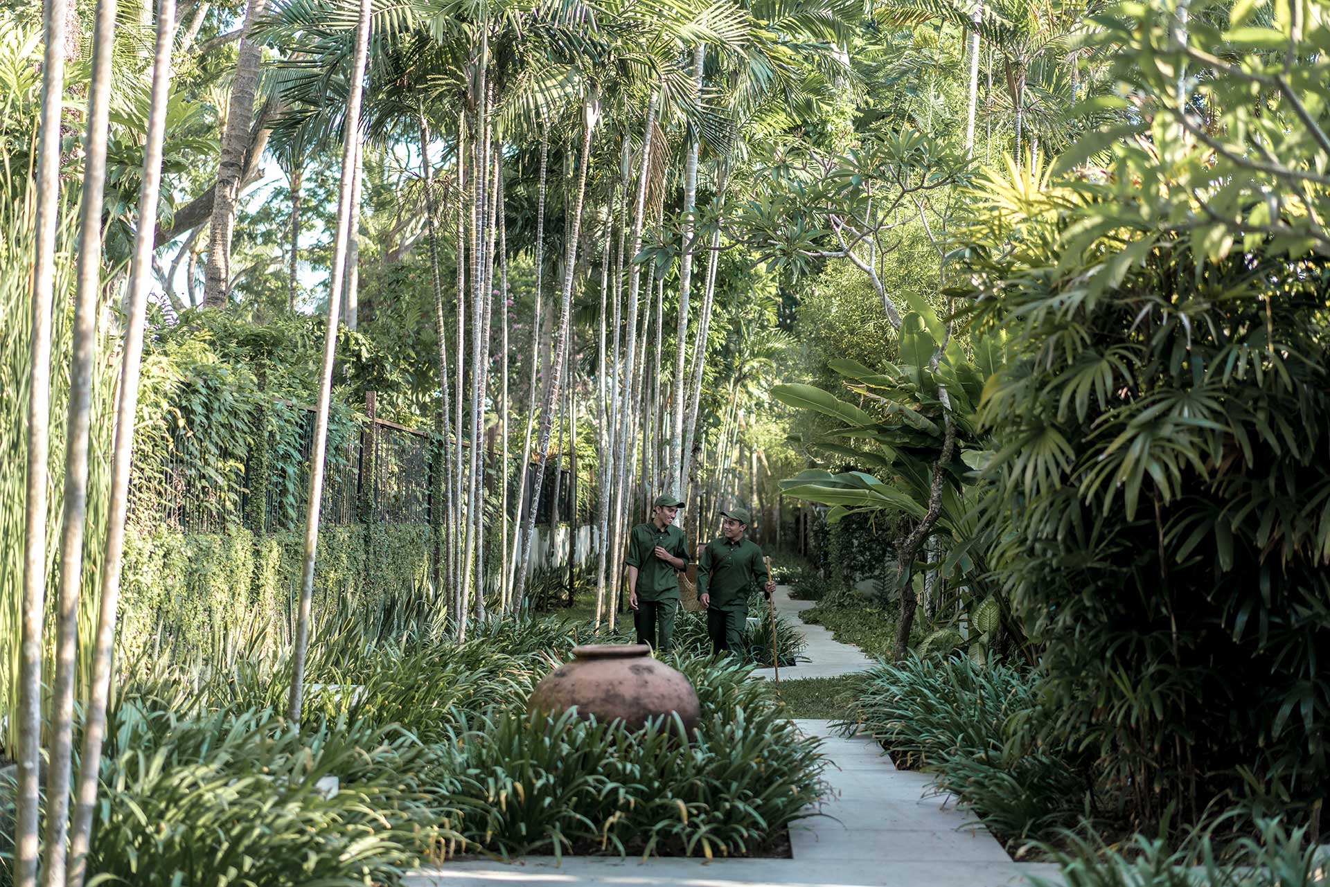 Garden path through the bamboo planting, Kayumanis Nusa Dua Private Villa and Spa