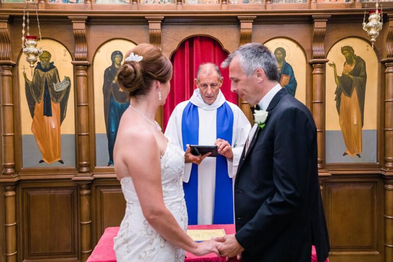 Ceremony inside St. Savvas Chapel, Kefalos Beach Weddings