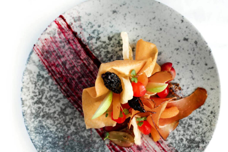Plated starter from the Divine Breeze menu, Kefalos Beach Weddings