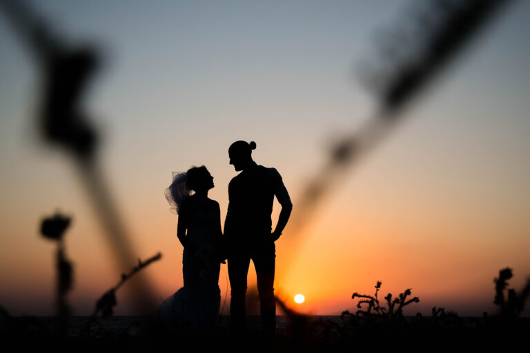Couple at sunset, Kefalos Beach Weddings