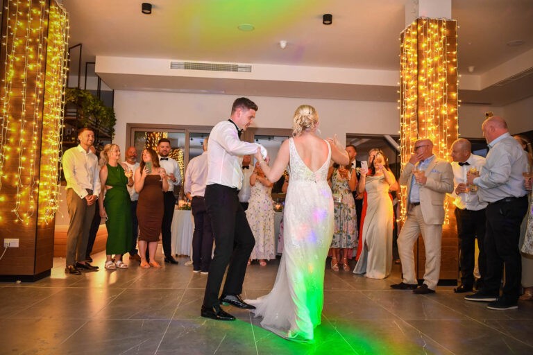 First dance in the Divine Breeze Restaurant, Kefalos Beach Weddings