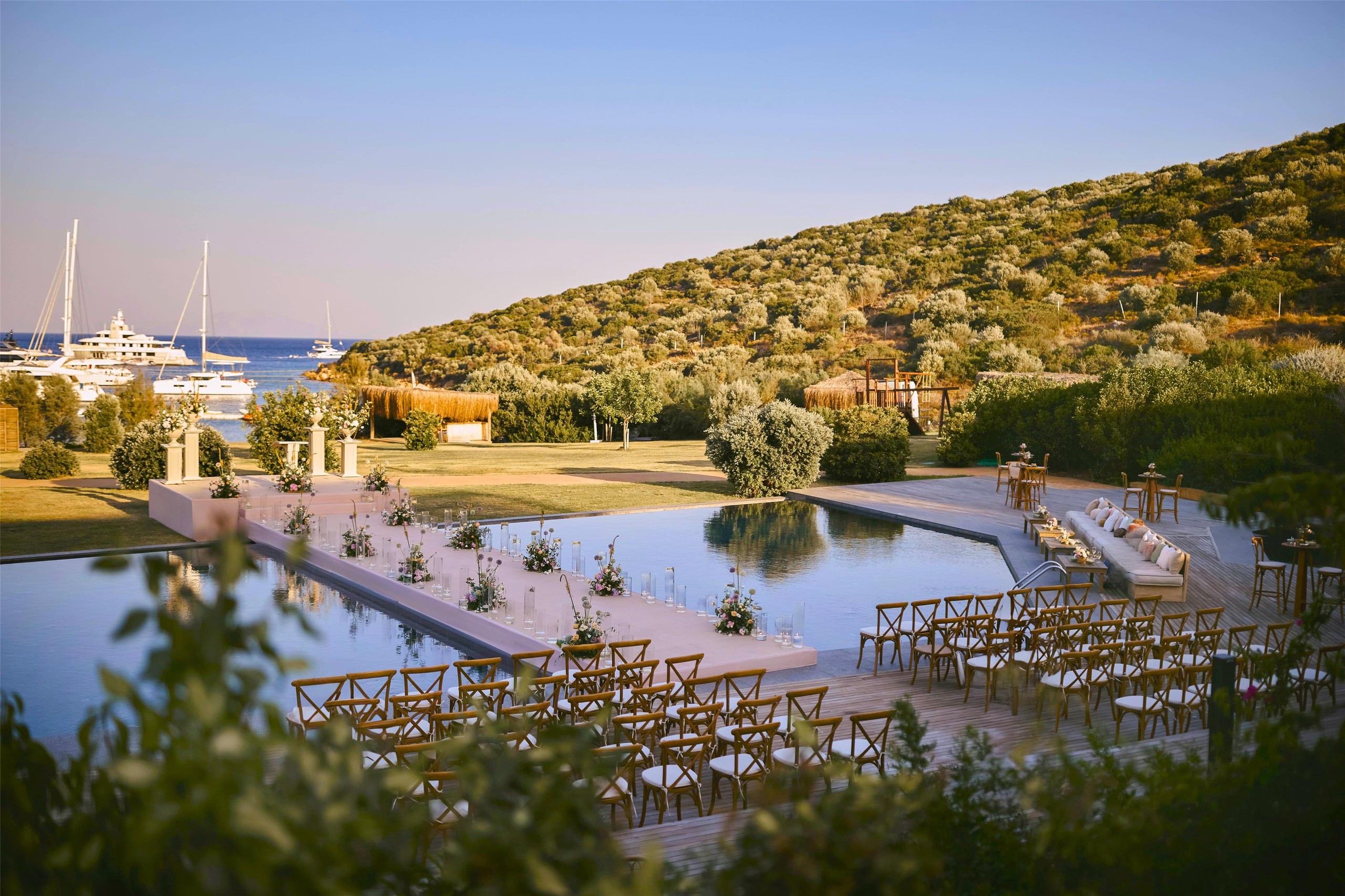 Ceremony seating beside the water, Kempinski Hotel Barbaros Bay Bodrum