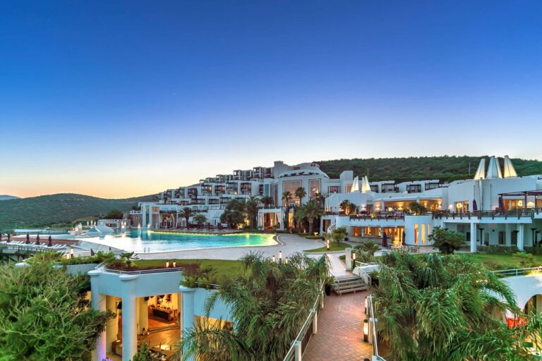 The hotel and its pool terraces above Barbaros Bay, Kempinski Hotel Barbaros Bay Bodrum