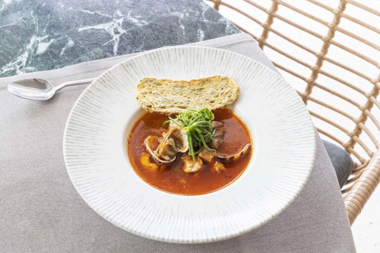 Starter served in a shallow bowl, Kempinski Hotel Barbaros Bay Bodrum