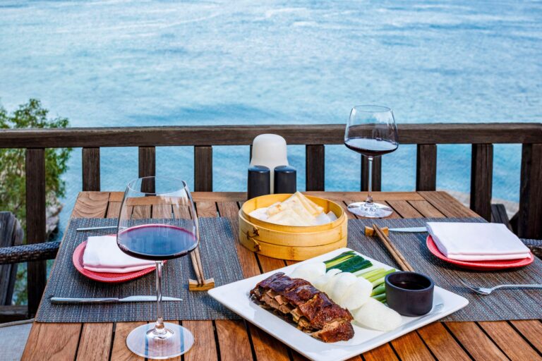 Dishes served on the terrace above the sea, Kempinski Hotel Barbaros Bay Bodrum