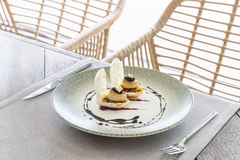 Dessert on a terrace table, Kempinski Hotel Barbaros Bay Bodrum