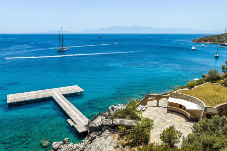 Jetty and stone terrace on the bay, Kempinski Hotel Barbaros Bay Bodrum