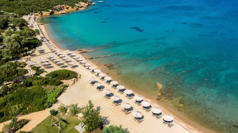 The private beach from above, Kempinski Hotel Barbaros Bay Bodrum