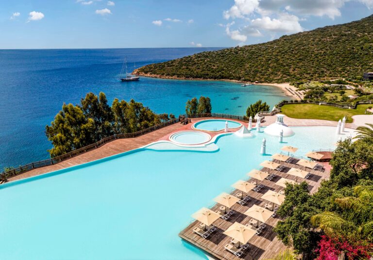 Pool terraces and sun loungers, Kempinski Hotel Barbaros Bay Bodrum