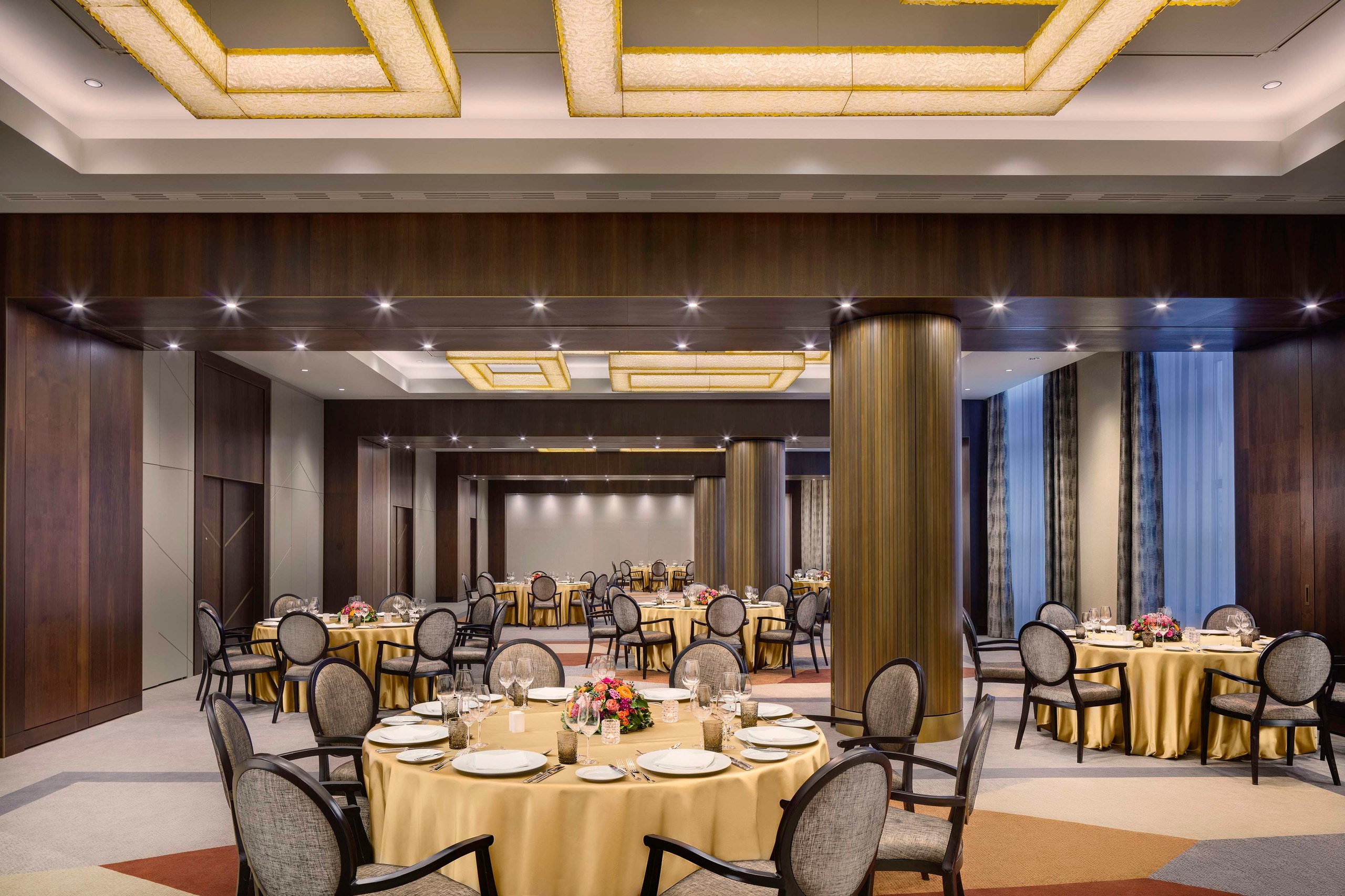Banquet set-up on the hotel's event level, Kempinski Hotel Corvinus Budapest