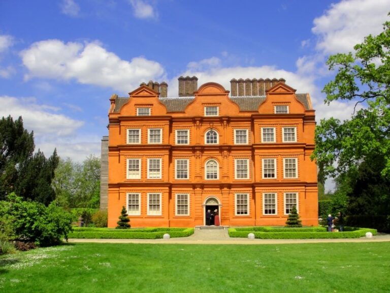 The palace and its lawn in soft light, chimneys rising above the gables, Kew Palace