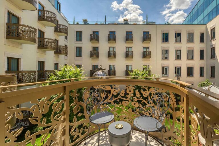 Room balcony overlooking the inner courtyard, Kimpton BEM Budapest