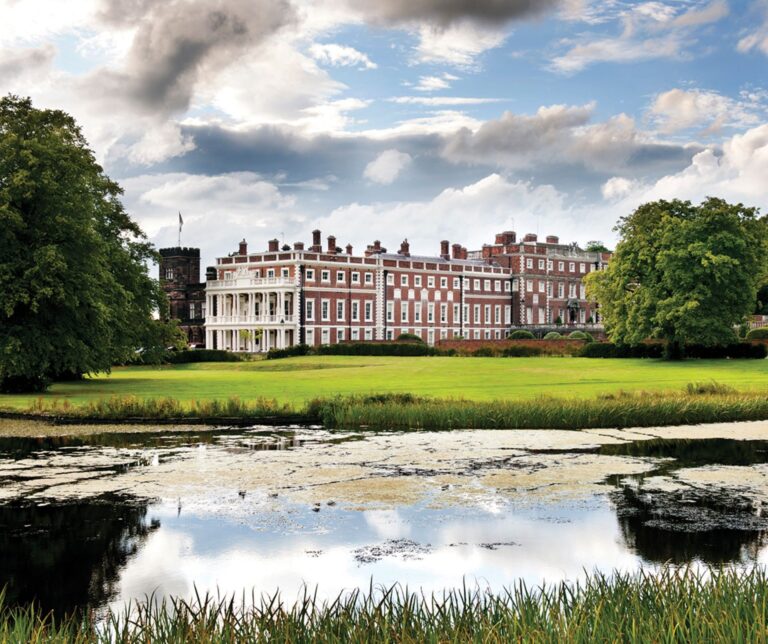 The hall across the lake, Knowsley Hall