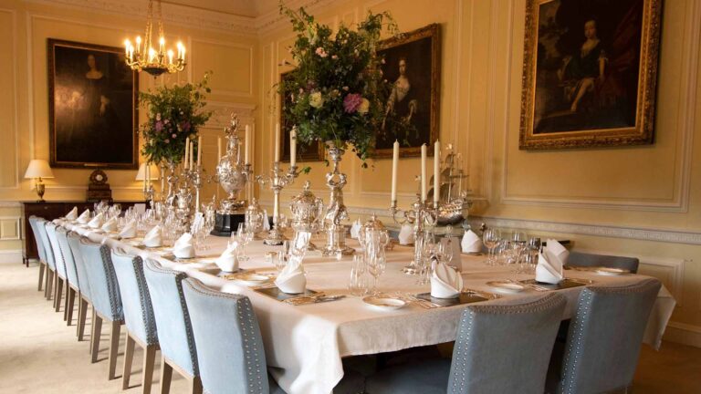A table laid in the Breakfast Room, Knowsley Hall