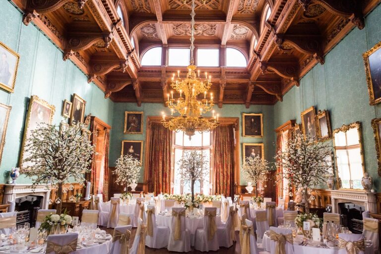 The State Dining Room set with round tables, Knowsley Hall