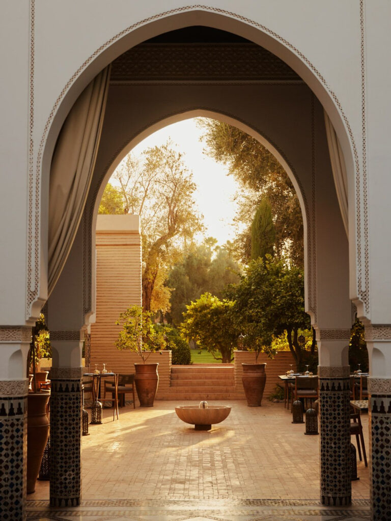 Le Marocain restaurant garden terrace, La Mamounia, Marrakech