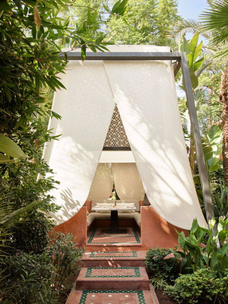 Les Lanternes tented spaces beside the pool, La Mamounia, Marrakech