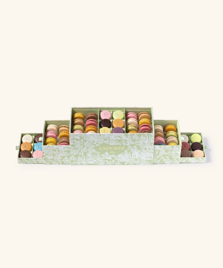 Drawer box of macarons and Eugénie, Ladurée