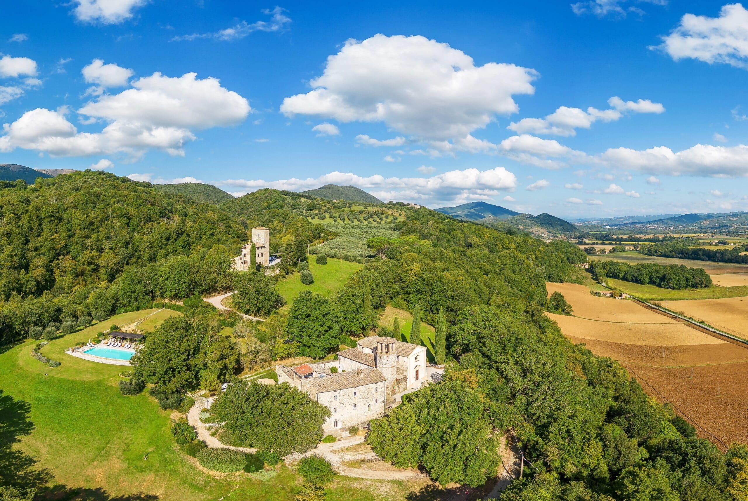 Le Torri di Bagnara Castles: aerial view of the estate, Le Torri di Bagnara Castles