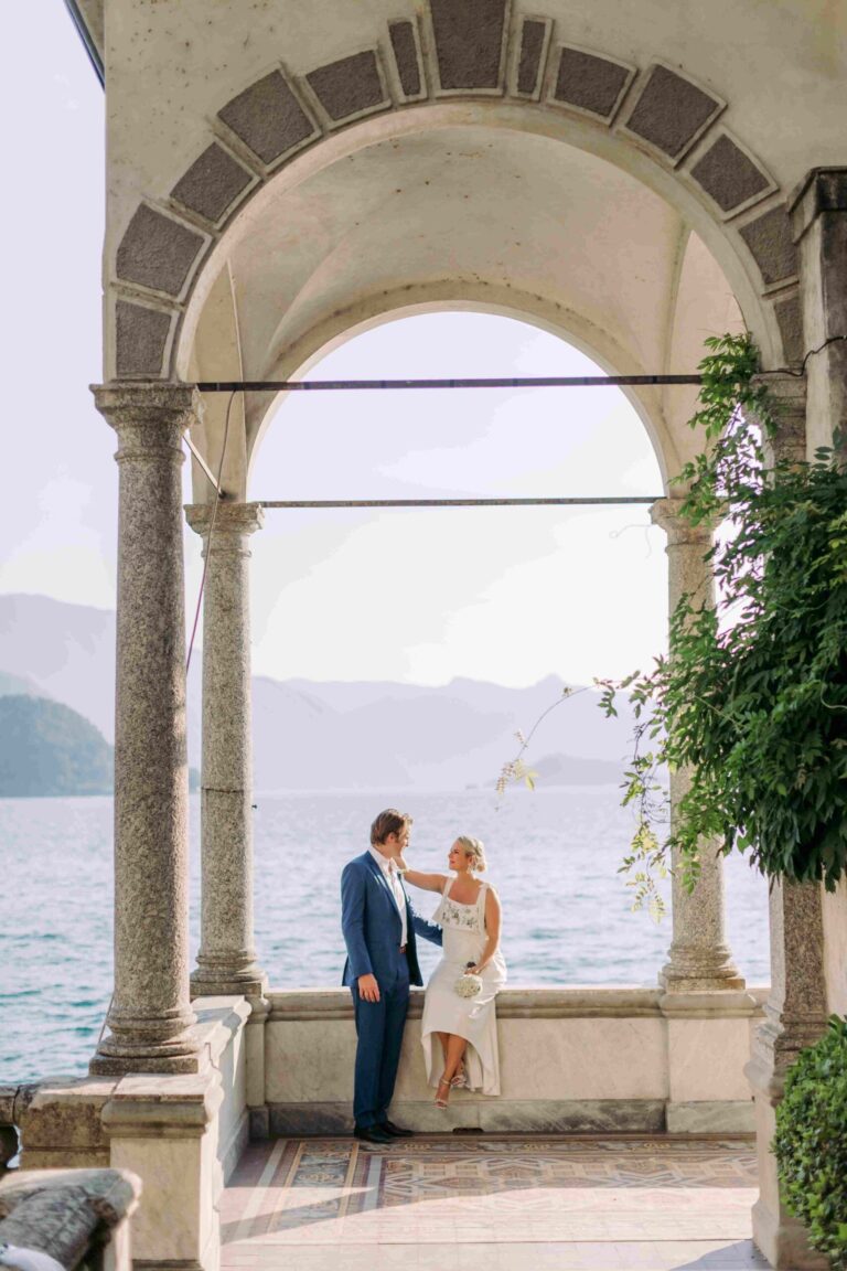 The loggia at Villa del Balbianello, the lake framed through the arch, Leo Eventi