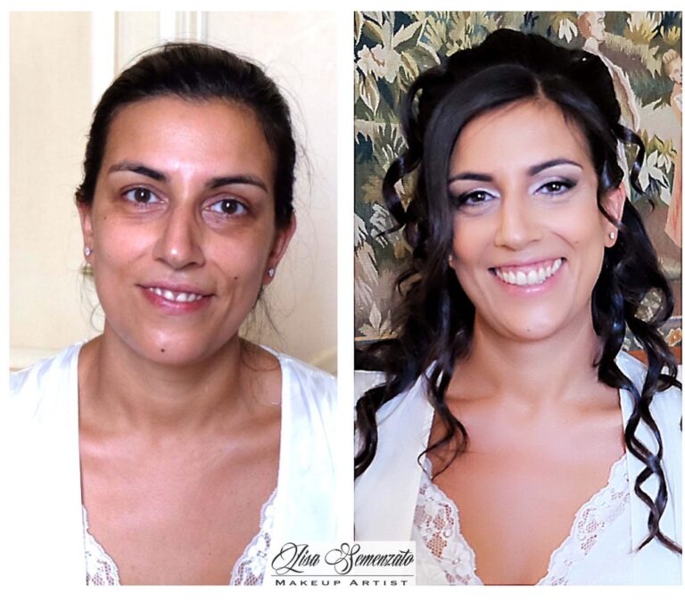 Before and after: bridal makeup and curled hair, Lisa Semenzato