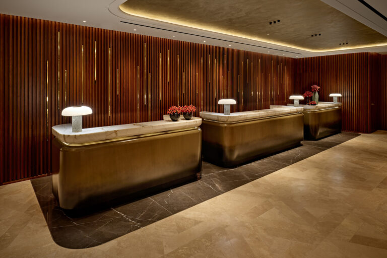 The front desks in the lobby, London Hilton on Park Lane