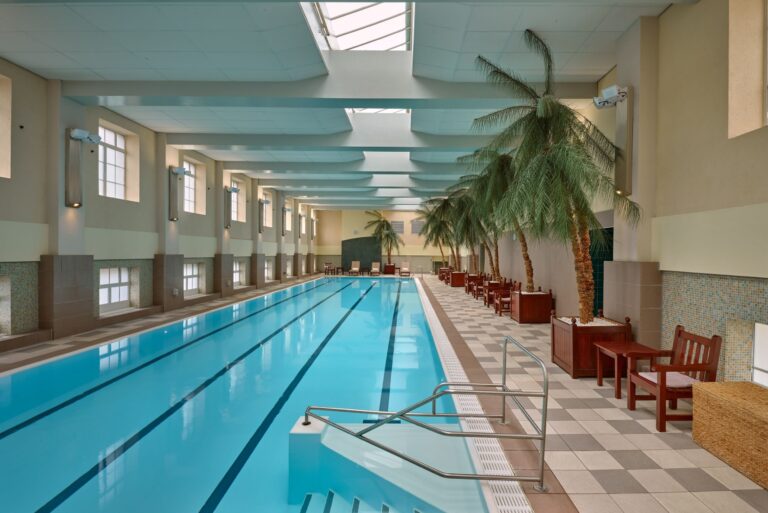 Indoor swimming pool at the Club and Spa, London Marriott Hotel County Hall