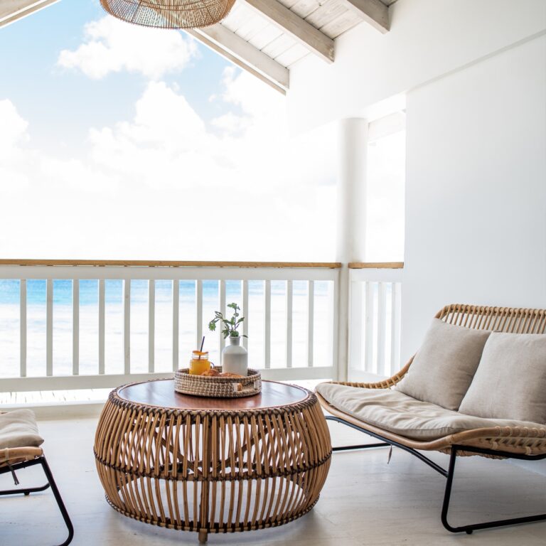 Oceanview suite lounge and patio, Long Bay Beach Resort