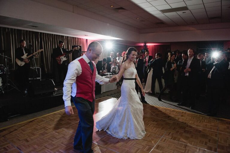 A couple dancing in front of a live band, Lord’s Cricket Ground