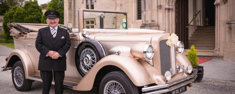A vintage wedding car, Lough Eske Castle
