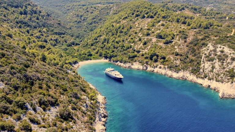 The yacht in a long Adriatic inlet, Lupus Mare