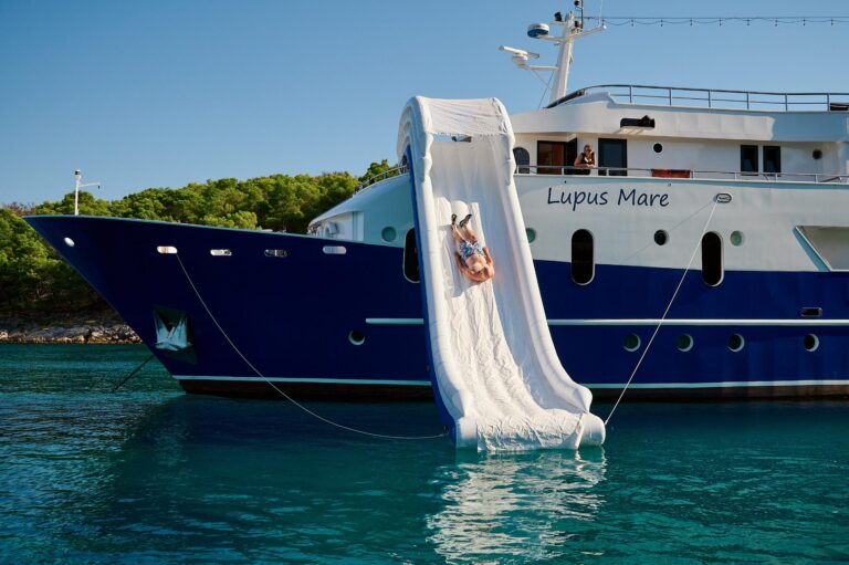 The 6 m waterslide on the bow, Lupus Mare