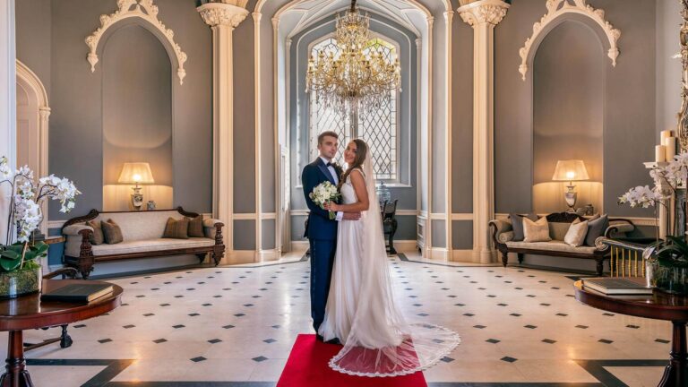 Couple in the Gothic Hall, Luttrellstown Castle Resort