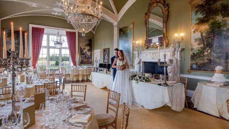 Reception room laid for a wedding breakfast, Luttrellstown Castle Resort