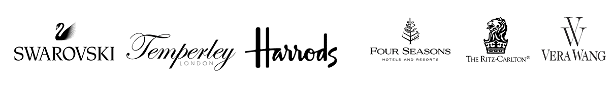 Logos of luxury brands worldwide that trust 5 Star Wedding Directory