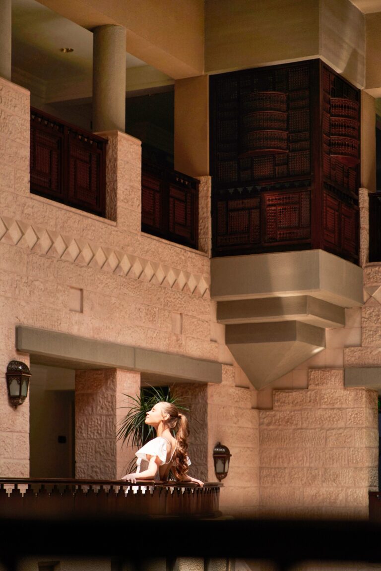 Courtyard arcade and balconies at the resort, Mövenpick Resort Petra