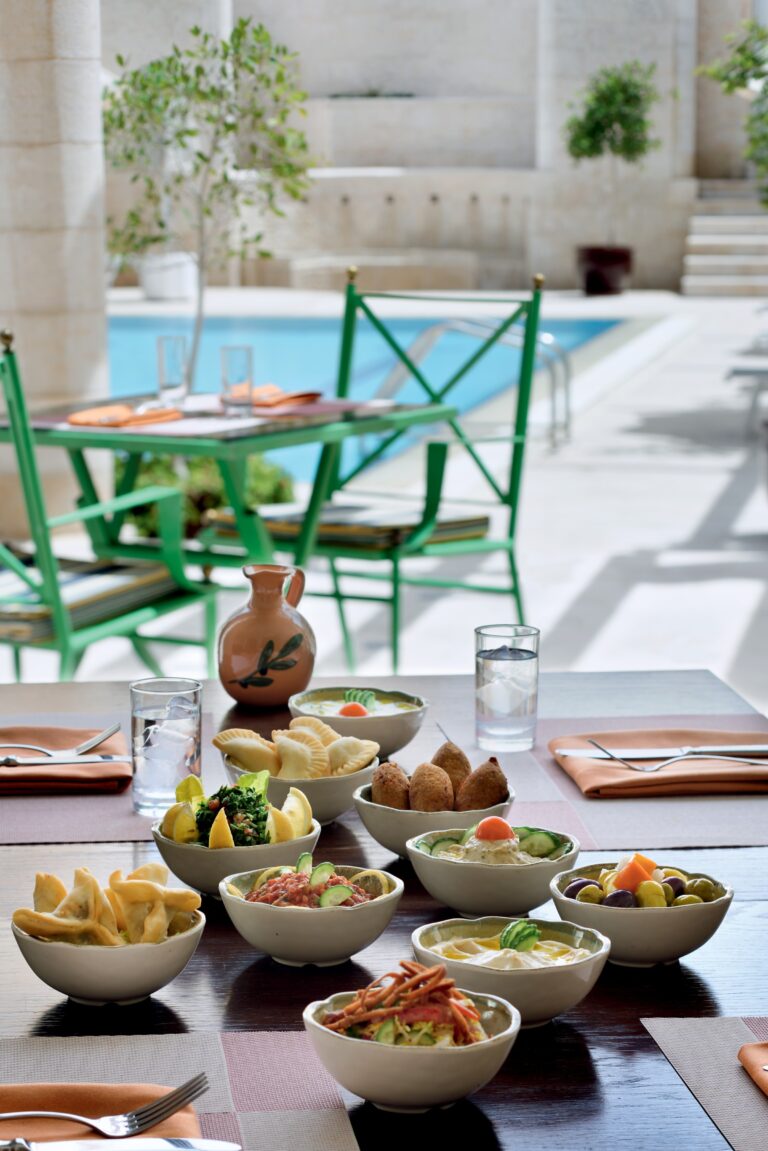 Poolside lunch spread, Mövenpick Resort Petra