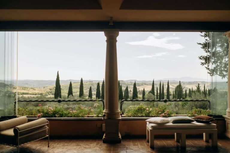A loggia framing the cypresses and the hills of Chianti, Magnolia Wedding Planner