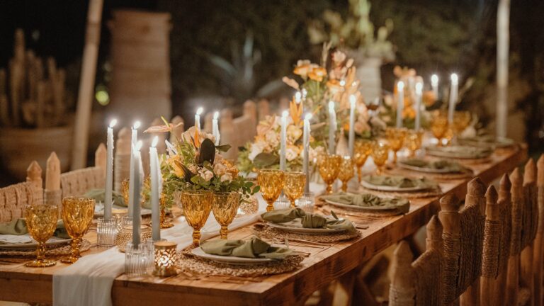Wedding table set-up in The Tent, Mandarin Oriental, Marrakech