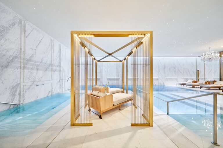 Indoor pool with a gold-framed daybed, Mandarin Oriental Ritz Madrid