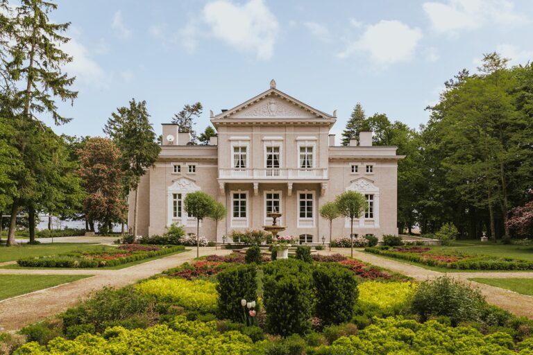 Palace front and formal garden, Manowce Palace