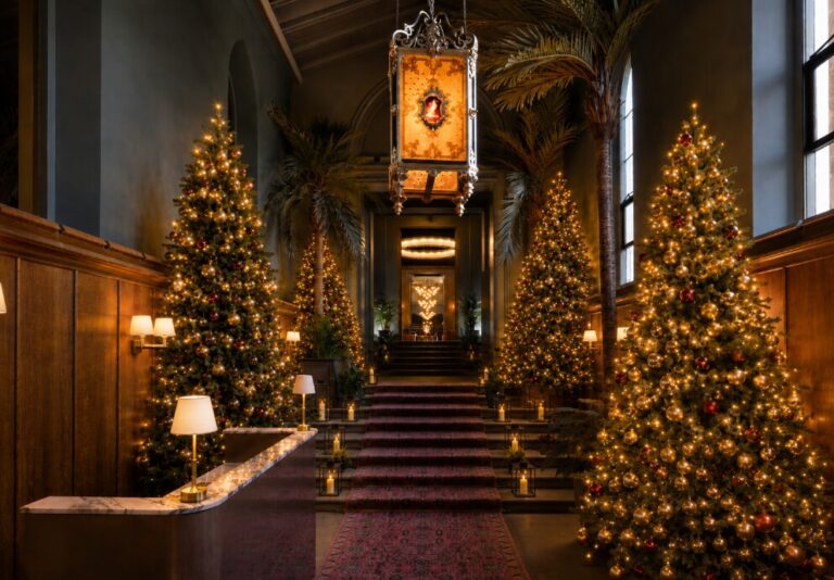 The staircase hall dressed for Christmas, Mar Hall Golf & Spa Resort