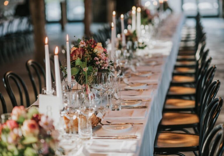 A long table laid with candles and flowers, Mar Hall Golf & Spa Resort