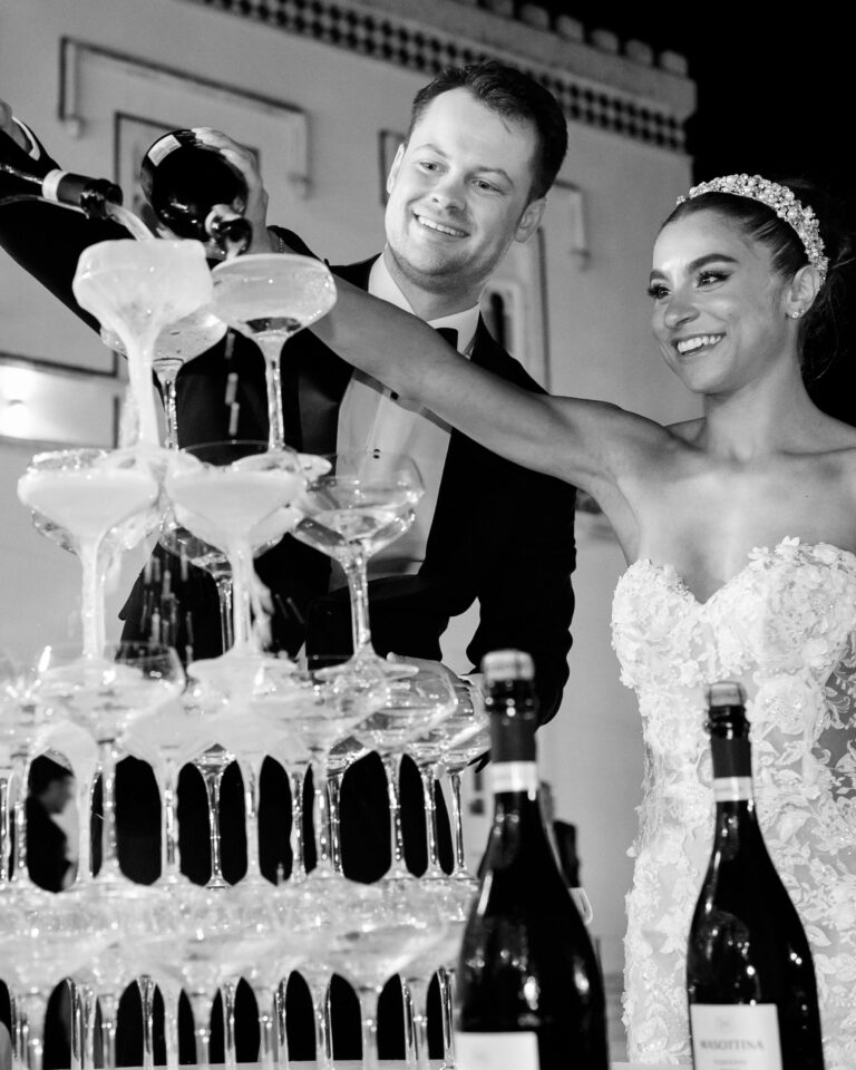 Champagne tower toast with the newlyweds, Marco Ficili