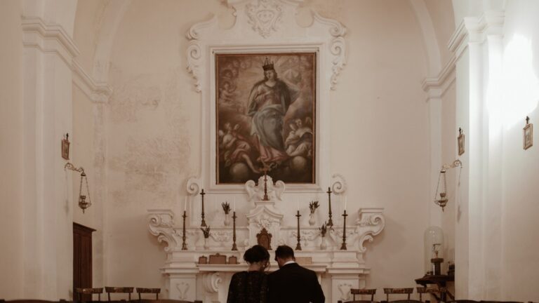 A chapel interior with an altarpiece, Masseria Spina Resort