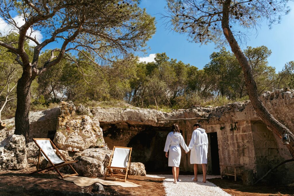 Walk among the rock outcrops in the nature park, Mastropà