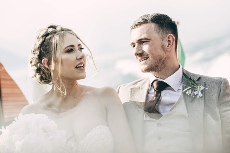 Bride and groom laughing together at their Villa Lario Resort wedding on Lake Como, Matteo Cuzzola Photography