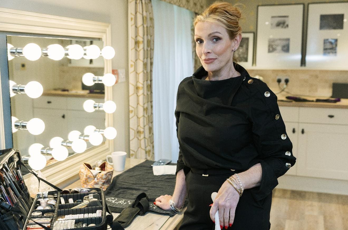 Mirna Conway at her make-up station