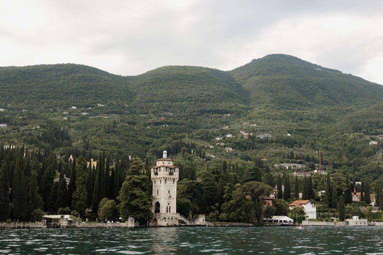 Torre San Marco on the Lake Garda shoreline, from Lindsay and Drew's 2024 wedding, More Than Weddings